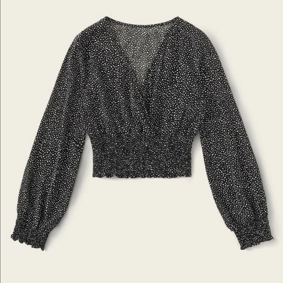 SHEIN Tops - Crop Black Polka Dot Blouse